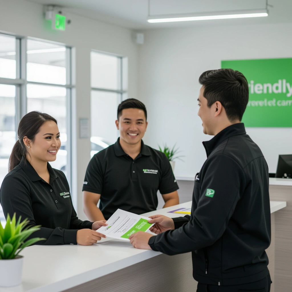 Friendly local Kiwi rental car staff welcoming customers in Auckland