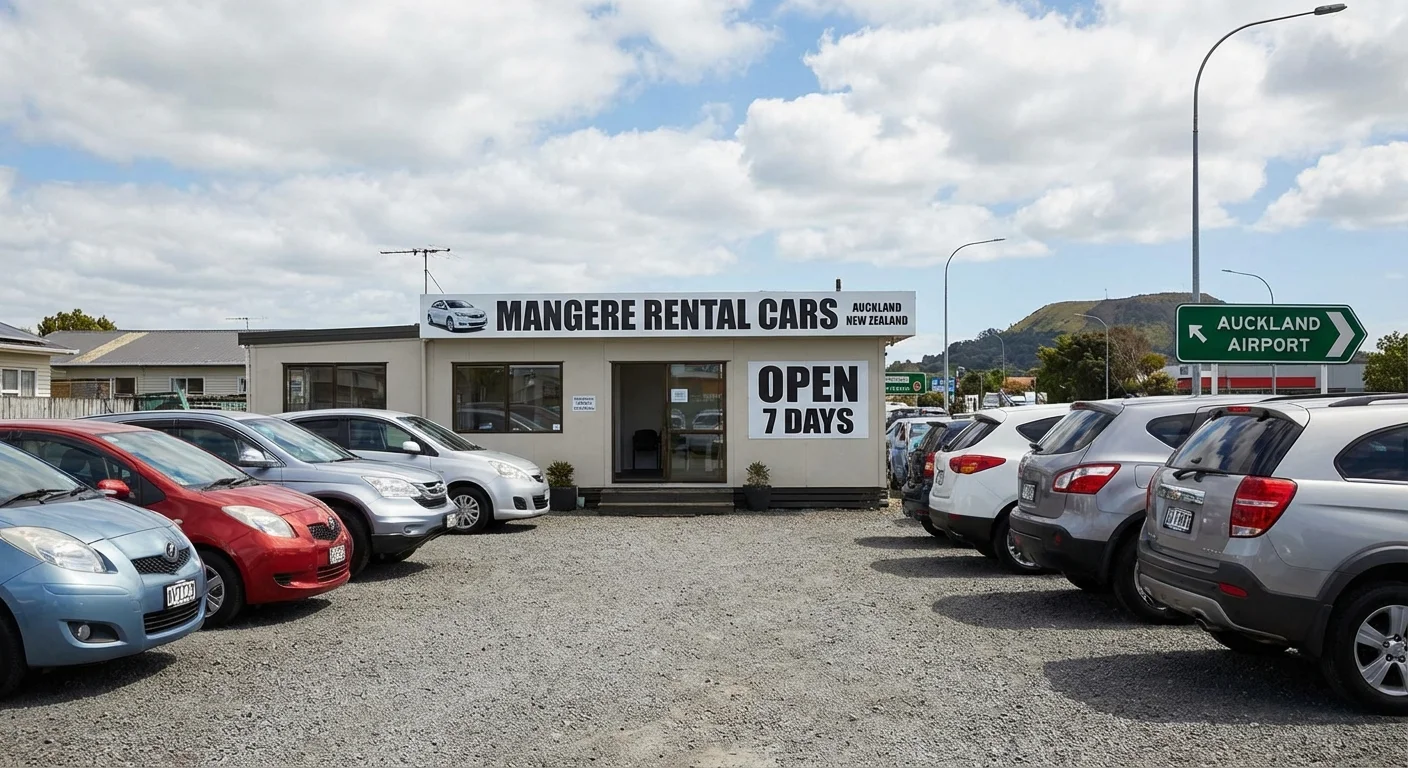 Small rental car ready for a New Zealand road trip in Māngere, Auckland