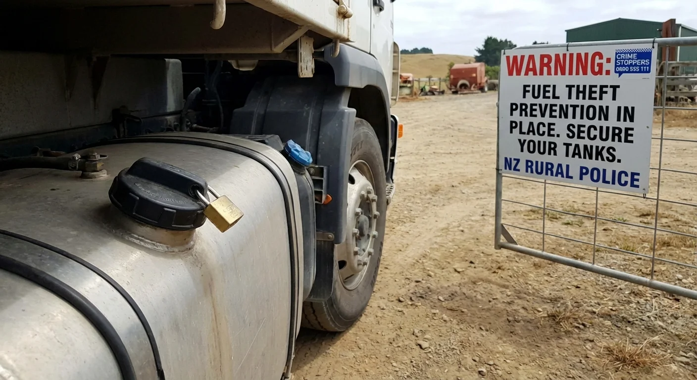 Well-lit petrol station in New Zealand with security cameras