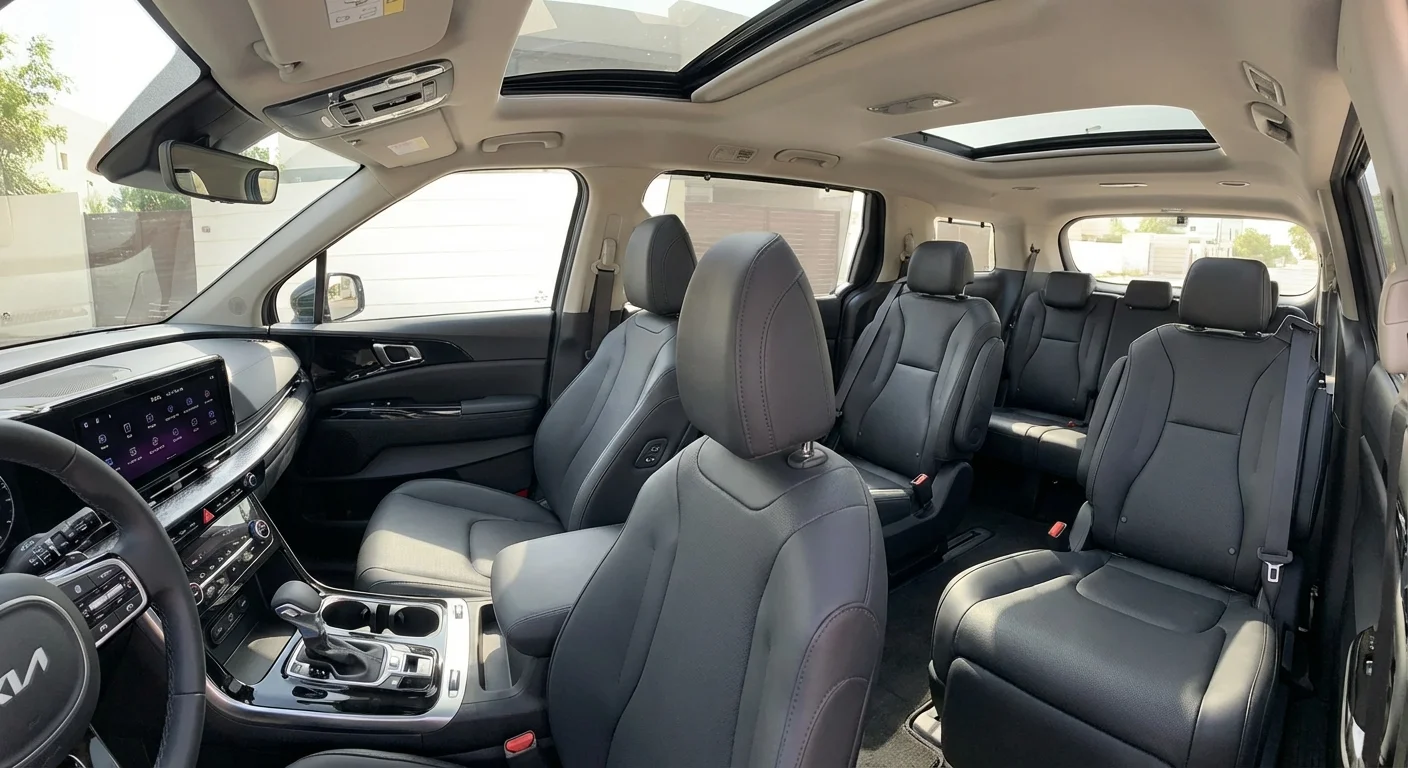 Interior of Kia Carnival people mover showing spacious seating