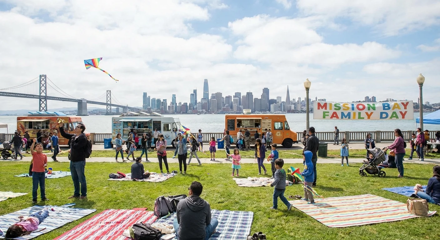 Family enjoying a sunny day at Mission Bay Auckland with Rangitoto in the background