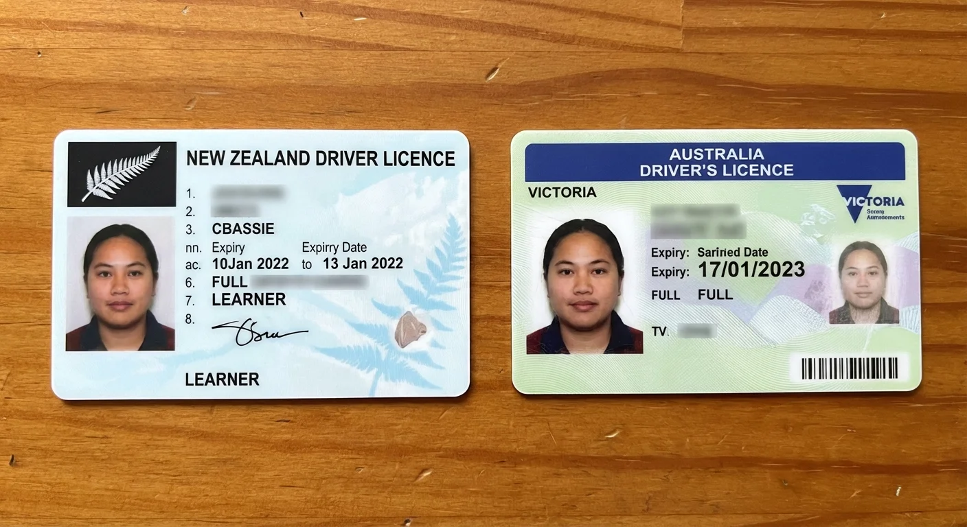 Singapore driving licence and New Zealand road signage