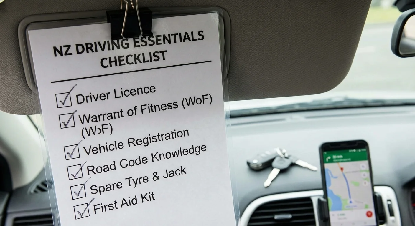 Checklist visual for driving an automatic car step by step