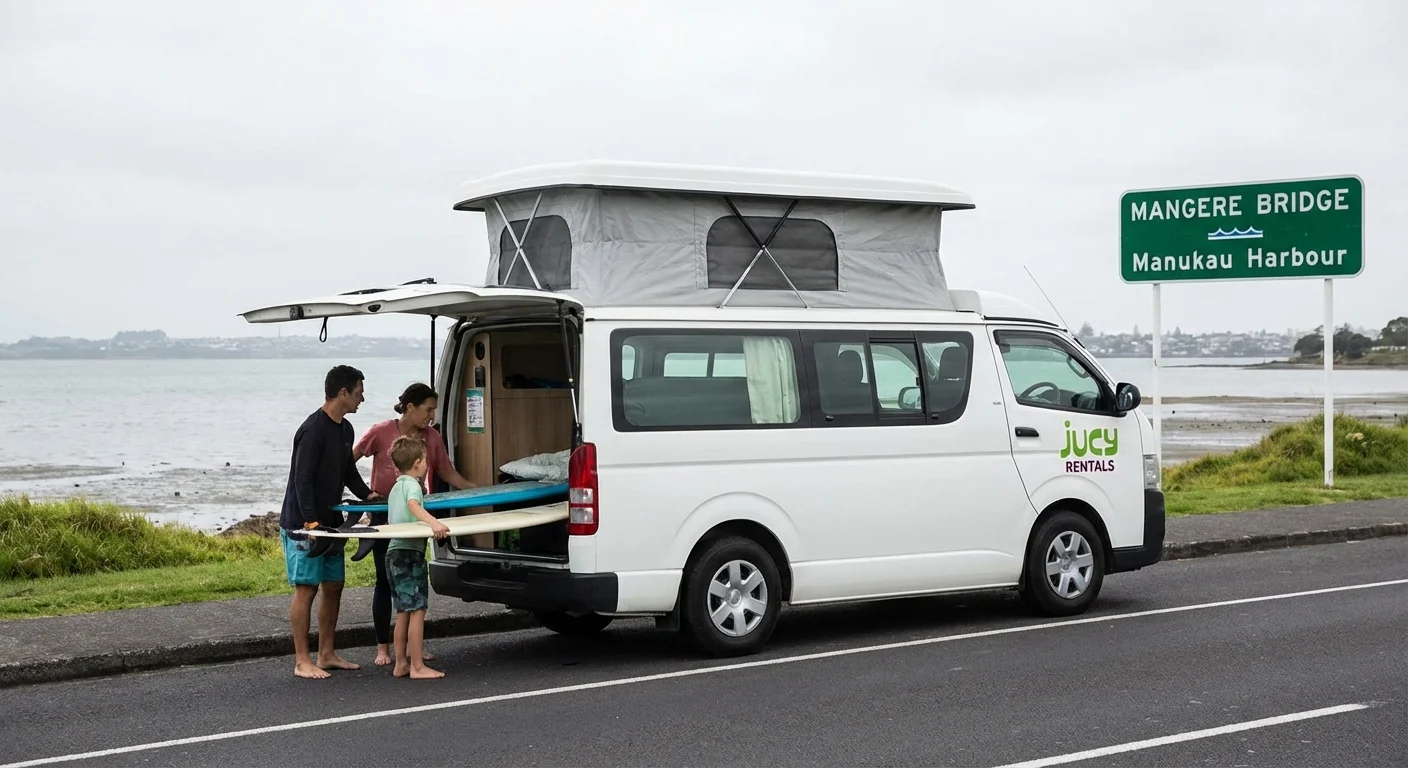 Friendly staff at a camping equipment rental shop in Māngere, Auckland
