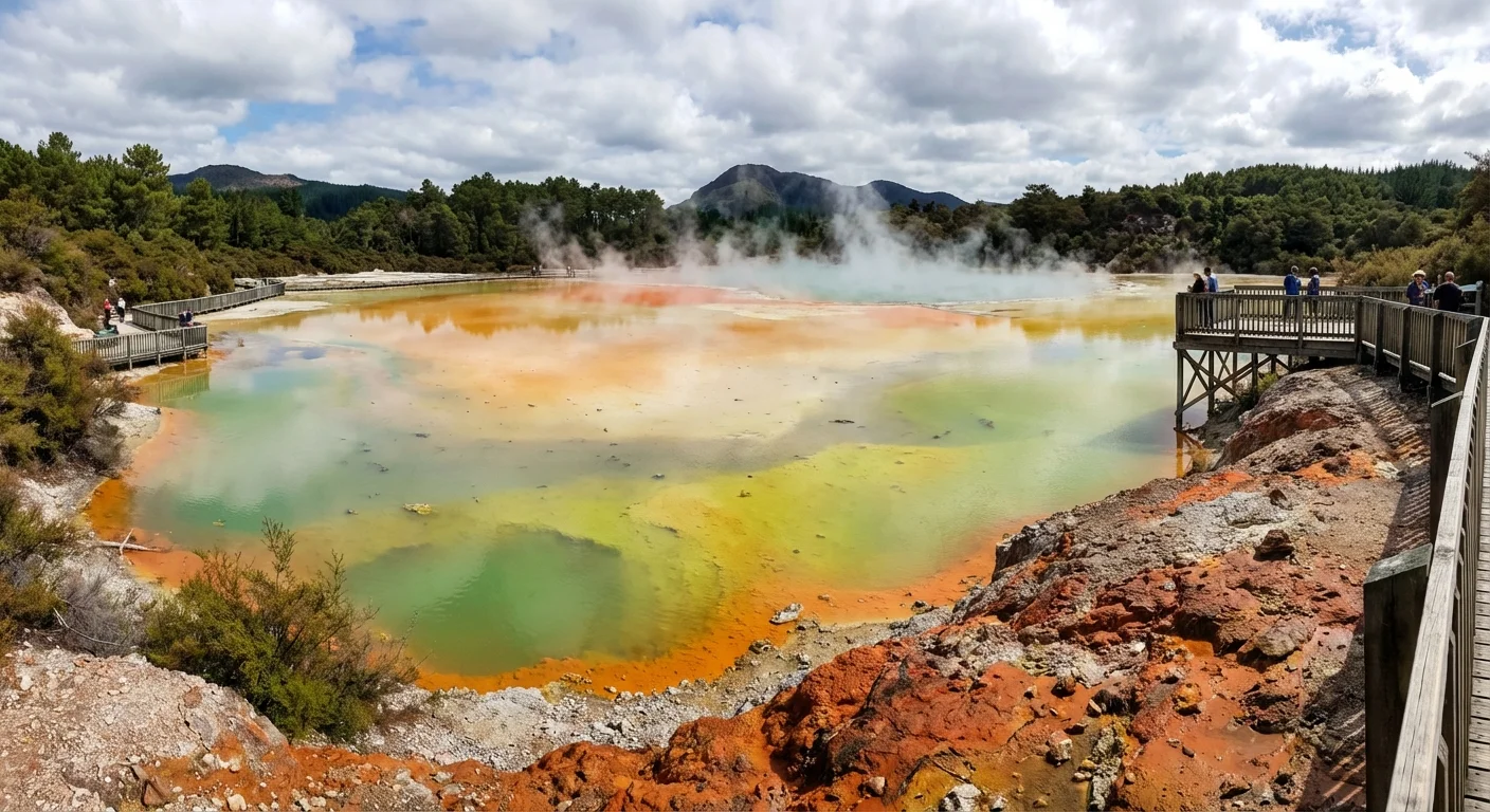 Colourful Champagne Pools at Wai-O-Tapu Thermal Wonderland near Rotorua