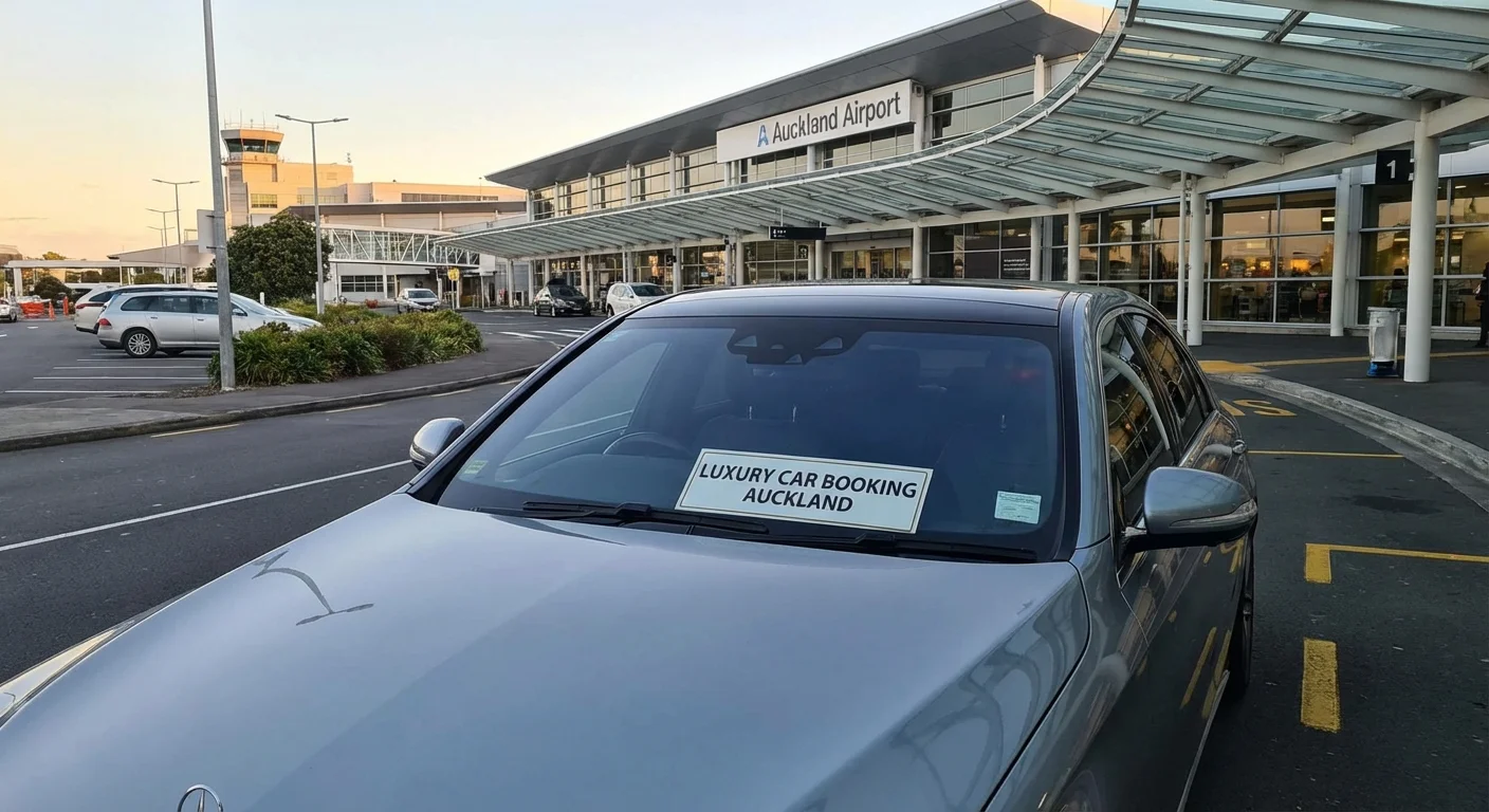 Luxury car parked at Auckland Airport with Air New Zealand Valet service