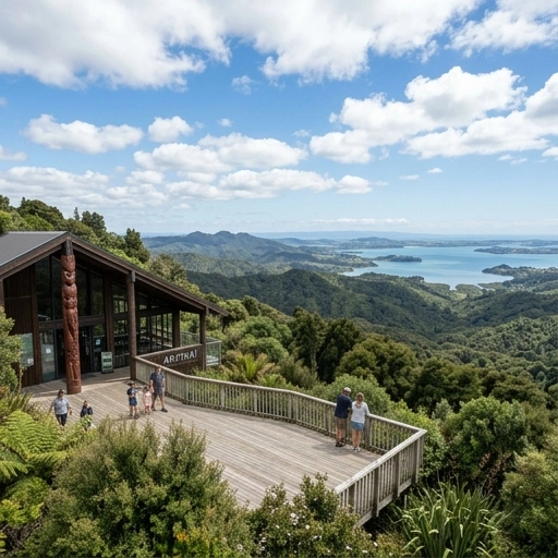 Panoramic view from Arataki Visitor Centre in Auckland Region, New Zealand