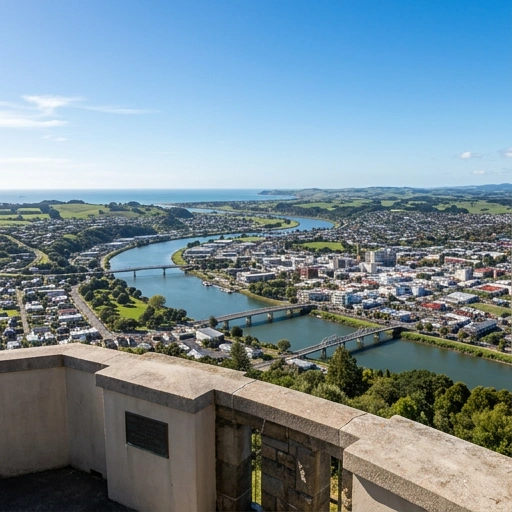 View from Durie Hill War Memorial Tower overlooking Whanganui city