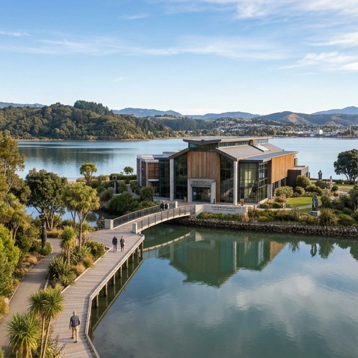 Exterior view of the Suter Art Gallery building by the waterfront in Nelson